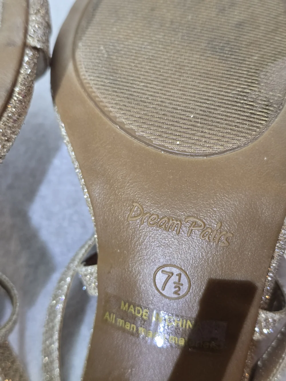 Dream Pairs Gold Glitter Strappy High Heel Sandals Size 7.5